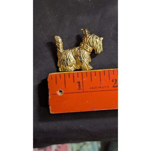 Vintage Scottish Terrier Gold Tone Art Deco Lapel Pin Brooch costume jewelry - Picture 6 of 6